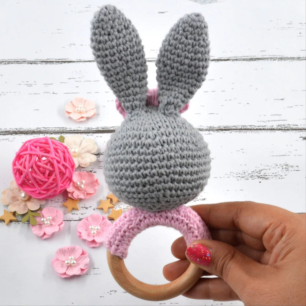 GRAY BIG BOW RABBIT RATTLE