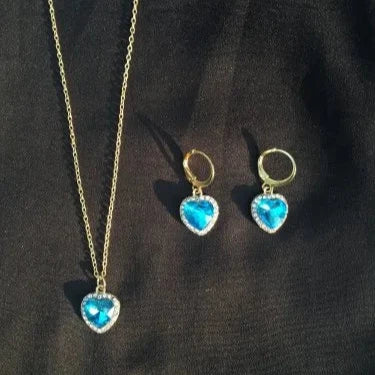 HEART STONE NECKCHAIN AND EARRINGS